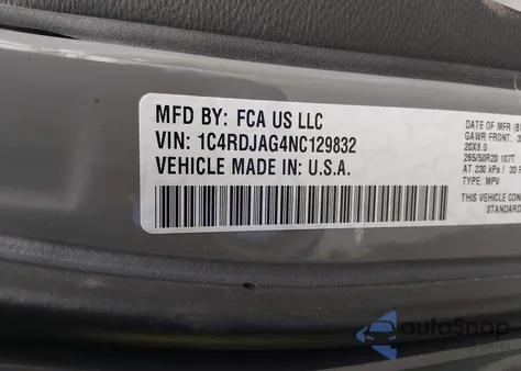 2022 Dodge Durango Sxt Awd z USA, uszkodzony, nr VIN 1C4RDJAG4NC129832